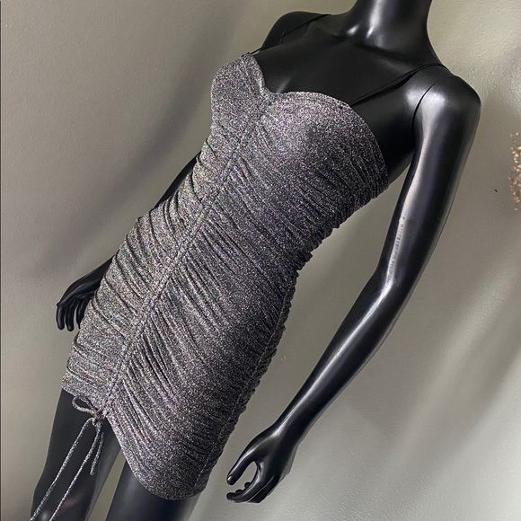 Crystal Doll Glittery Black Runched Dress 🔥 - Picture 4 of 15